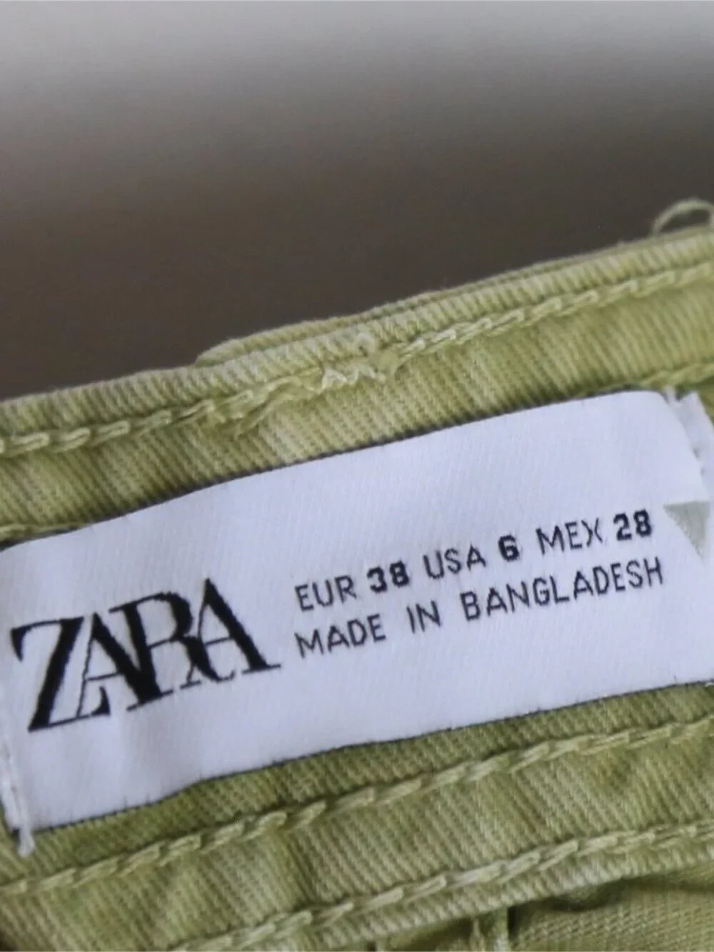 Zara Cargo Pocket High Rise Utility Cotton Twill Olive Green Pants Size 6